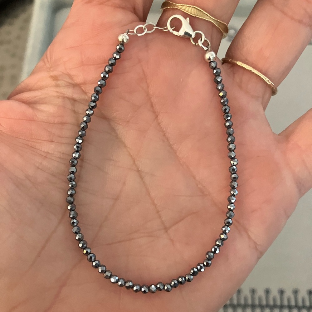 Terahertz bead bracelet with sterling silver